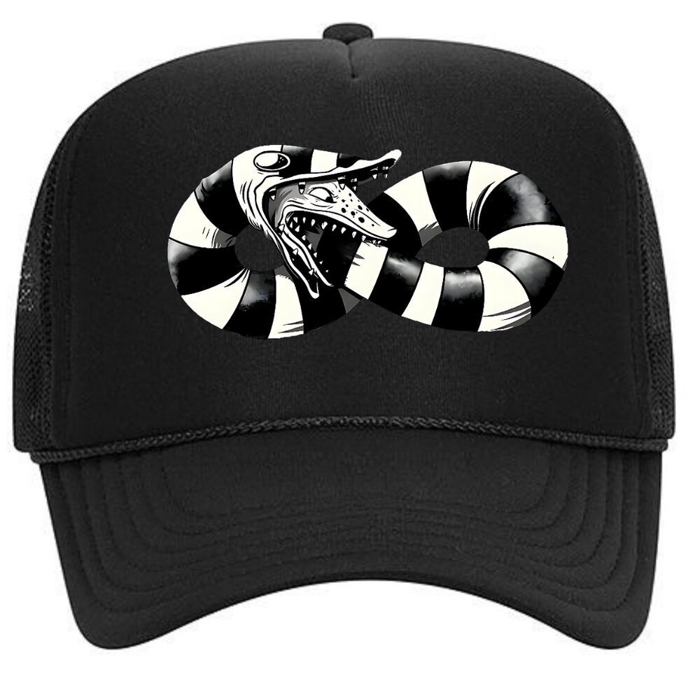 Infinity Snake Foam Trucker Mesh Snapback Cap Hat Black